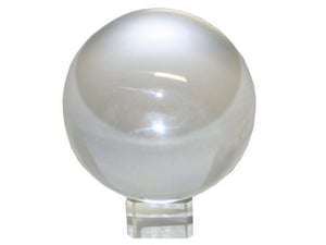 Clear Small Crystal Ball on Wooden Stand 110mm