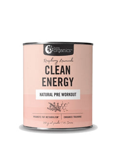 Nutra Organics-Clean Energy Natural Pre Workout Raspberry Lemonade 250g