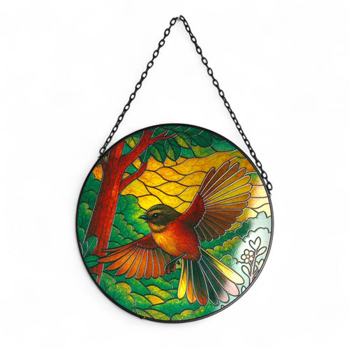 Fantail in Native Forest Suncatcher 25cm NEW!