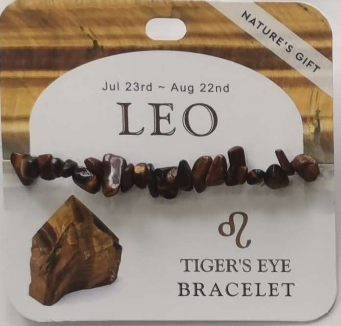 Natures Gift Jewelry Zodiac Gem-Chip Bracelet Gold Tigereye- Leo
