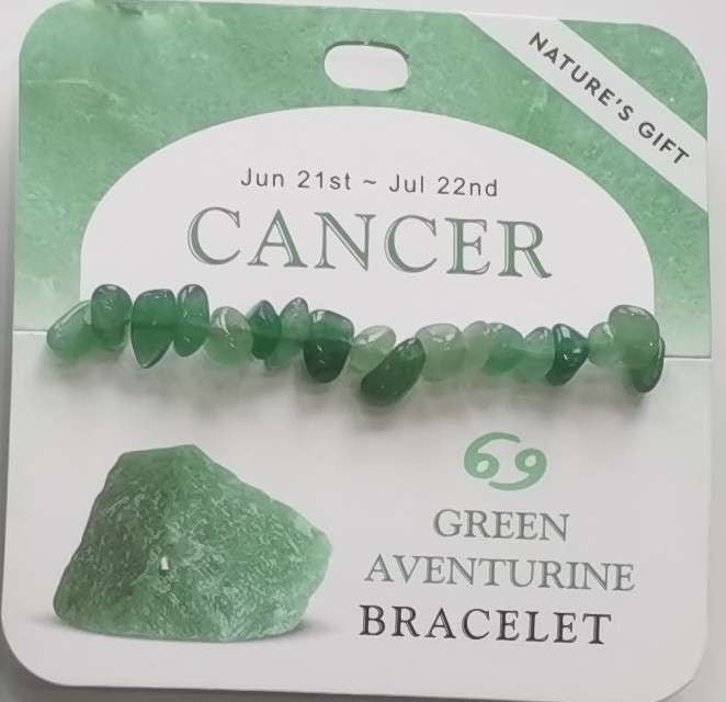 Natures Gift Jewelry Zodiac Gem-Chip Bracelet Green Aventurine- Cancer