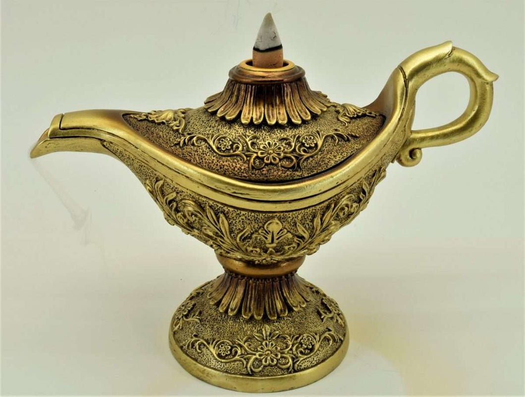 Gold Couloured Genie Lamp Backflow Burner