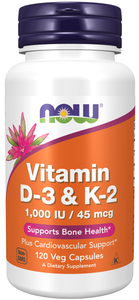 NOW Foods, Vitamin D-3 & K-2, 120 Capsules