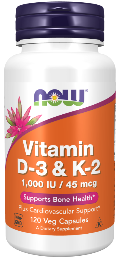 NOW Foods, Vitamin D-3 & K-2, 120 Capsules
