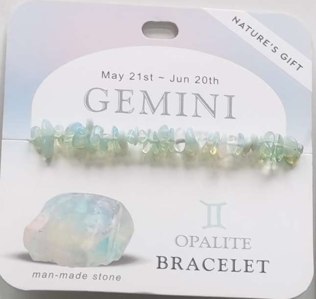 Natures Gift Jewelry Zodiac Gem-Chip Bracelet Opalite- Gemini