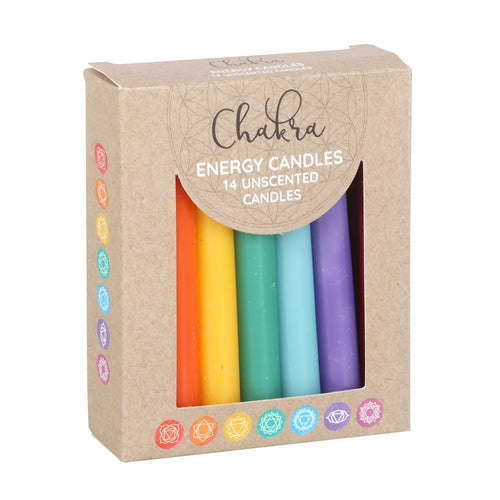 Pack of 14 Unscented Chakra Energy Candles NEW!