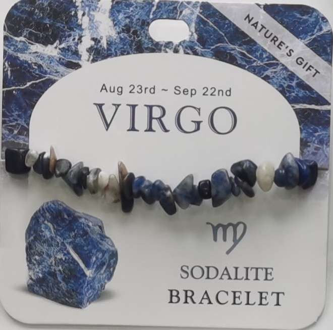 Natures Gift Jewelry Zodiac Gem-Chip Bracelet Sodalite- Virgo