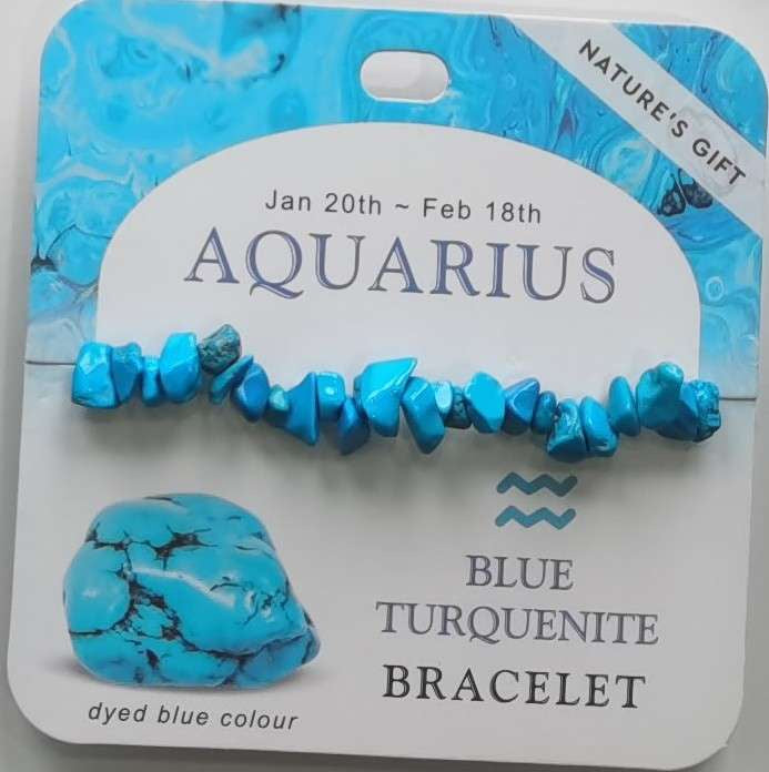 Natures Gift Jewelry Zodiac Gem-Chip Bracelet Turquenite- Aquarius