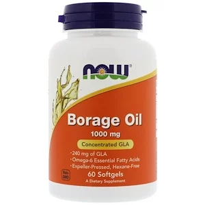 NOW Foods, Borage Oil, Concentration GLA, 1,000 mg, 60 Softgels