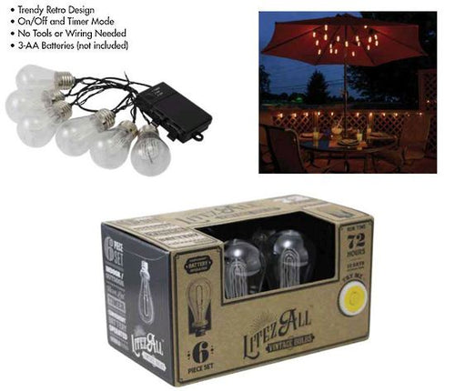 Metal String Light 6pc Edison Bulb Set