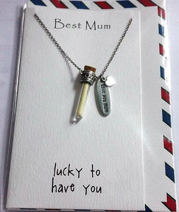 Pewter Pendant Mom on a Card & Envelope