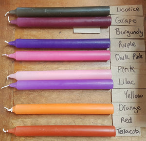 Individual Coloured Natural Candles -huge range of shades