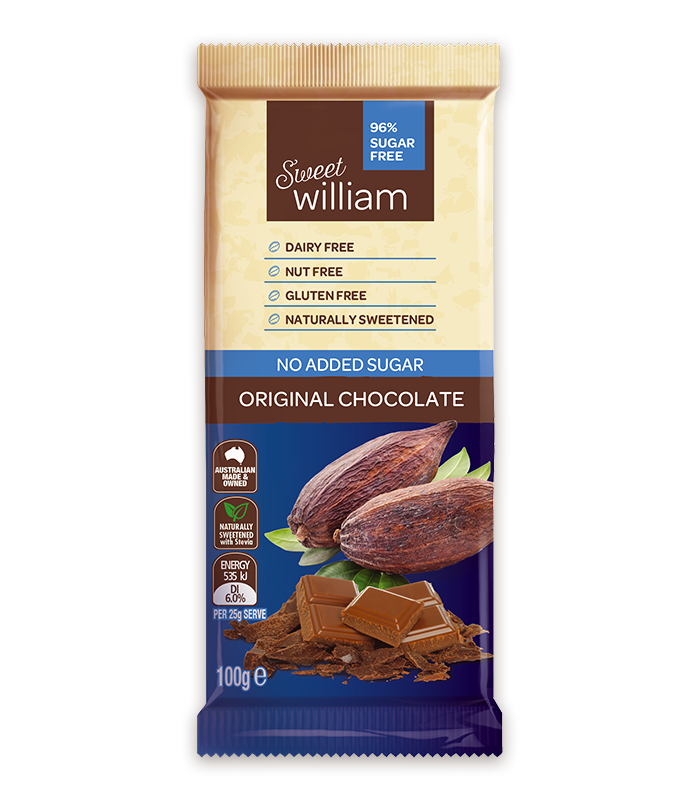 Sweet william original choc no added sugar 100g