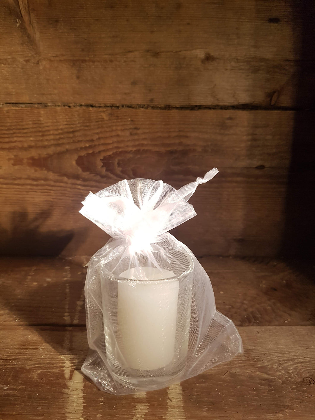 National Candles Votive glass & candle in organza bag