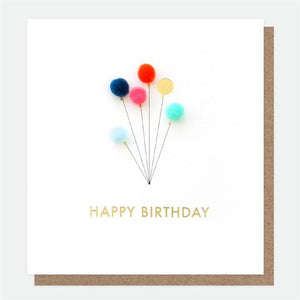 Caroline Gardner - Happy Birthday Balloons - Mini Poms Birthday Card