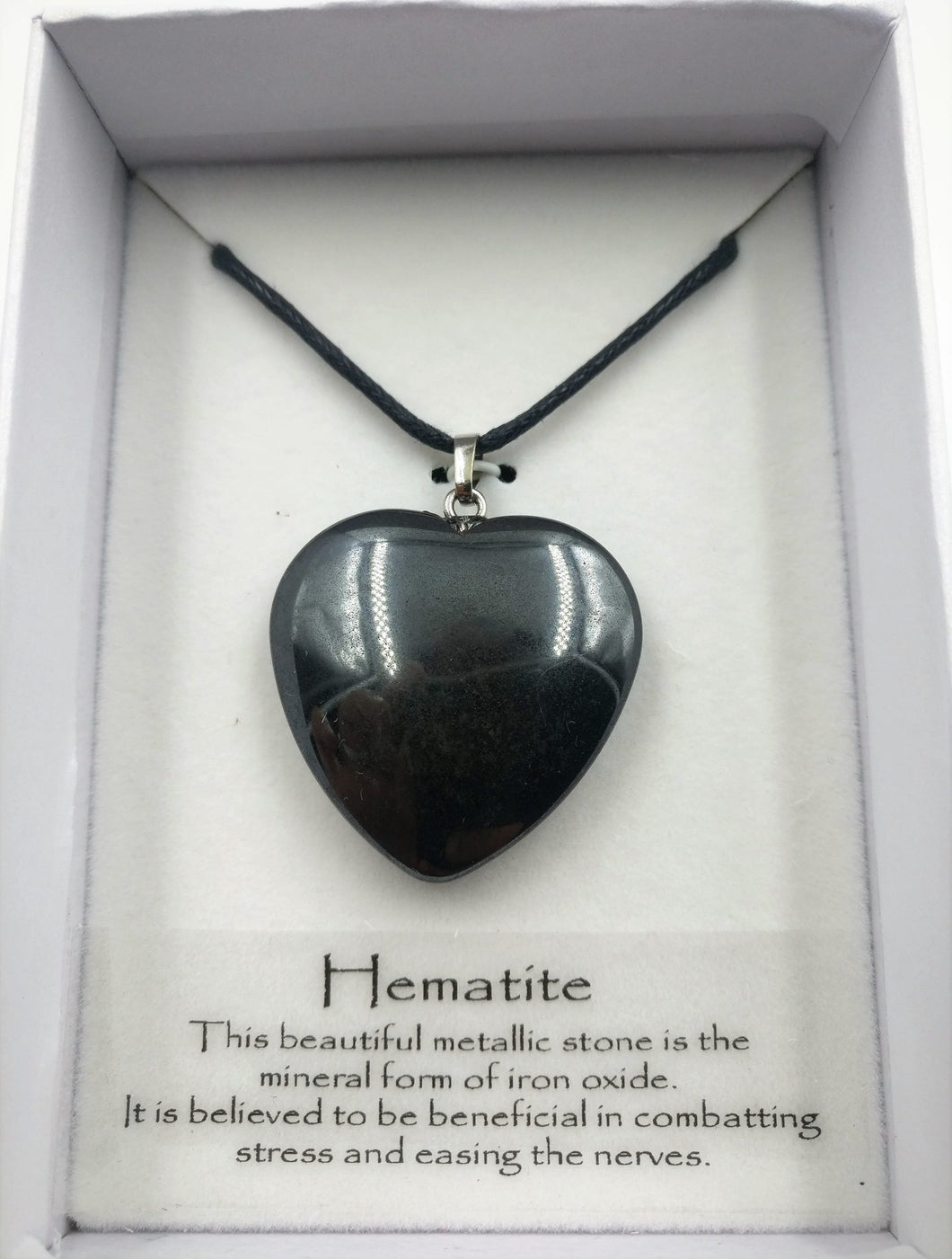 Gemstone Hearts Pendant-  Hematite