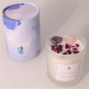 Crystal Soy Wax Candle Amethyst, Lavender, Cedarwood and Rose Petals