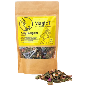MagicT Daily Energizer 40gm Pouch (Green tea, Peppermint, Rose petal, Cardamom, Ginger and Cinnamon)