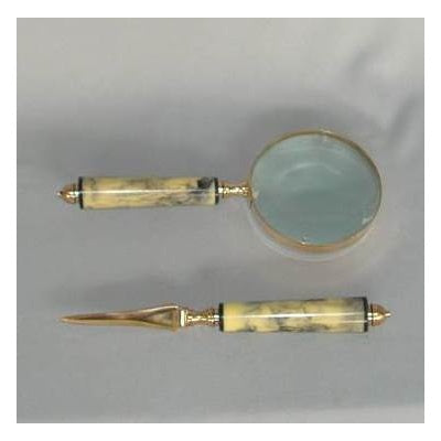 Marble Look Magnifying glass N Knife Set