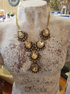 Antique Gold Pendant Necklace on Double Gold Chain
