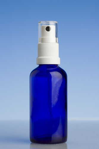 50ml Blue dripulator bottle and white mist spray and clear overcap