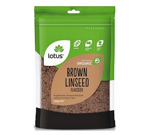 LOTUS BROWN LINSEED 500GM ORGANIC