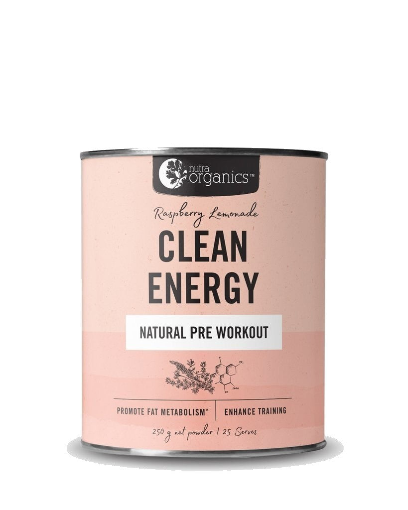 Nutra Organics-Clean Energy Natural Pre Workout Raspberry Lemonade 250g